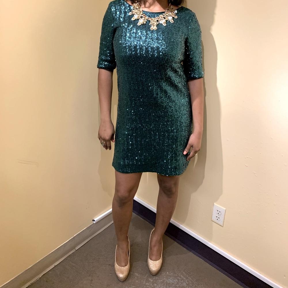 Betsey Johnson teal sequin dress